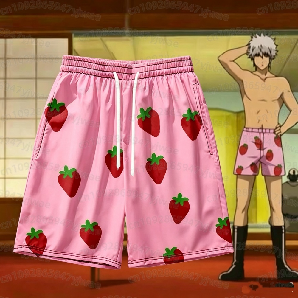 Anime Cosplay And Costumes - Pantalones Cortos Rosados con Estampado de