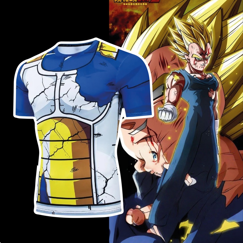Dragon Ball Saiyan Armor - Camiseta Transpirable con Estampado 3D de