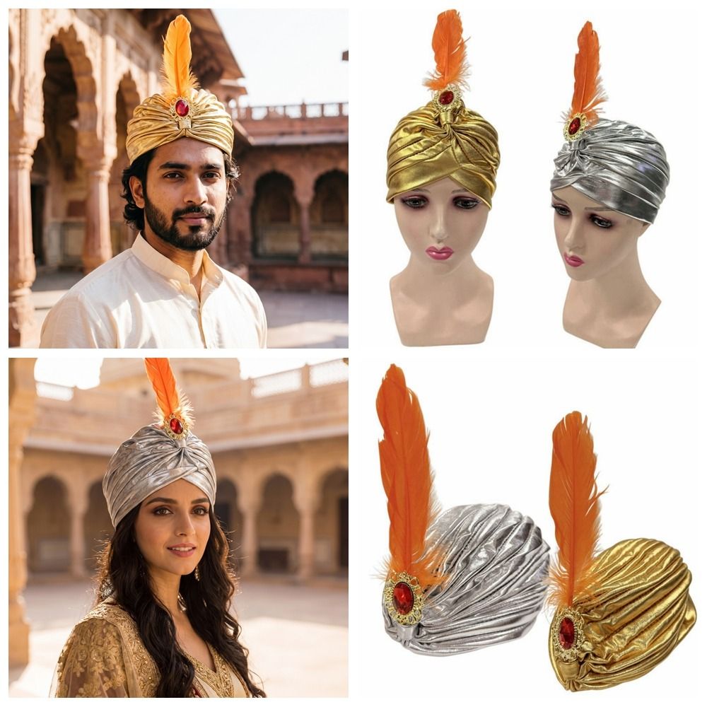 Anime Cosplay India - Gorro Turbante de Plumas Novedoso para
