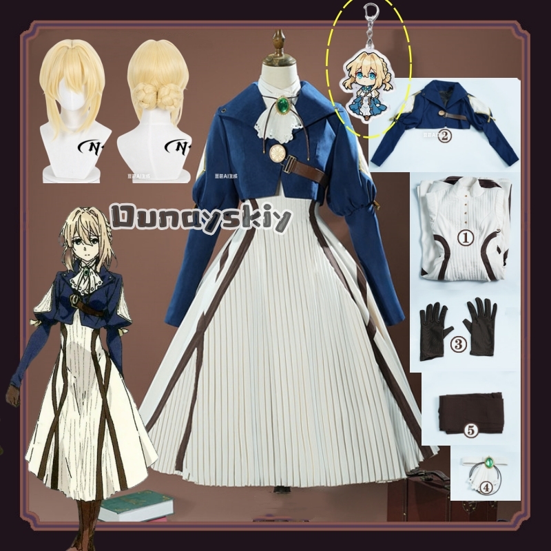 Violet Evergarden Dress - Disfraz de Cosplay violeta, vestido de
