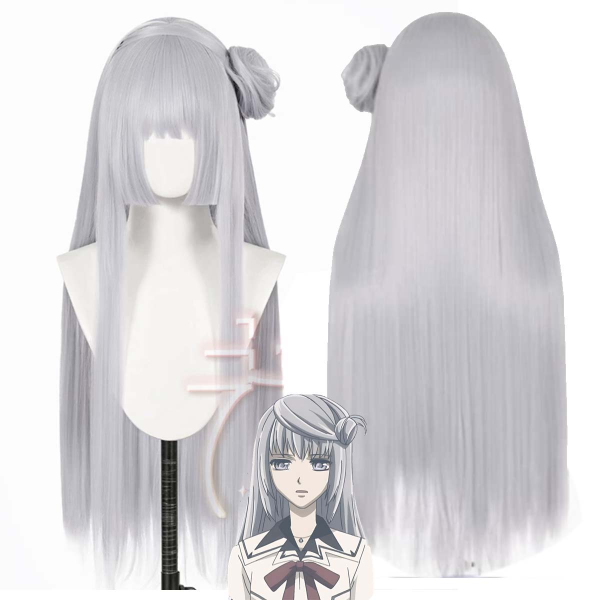 Peluca de pelo sintético resis - Cosplay Anime White Hair reseña y precio