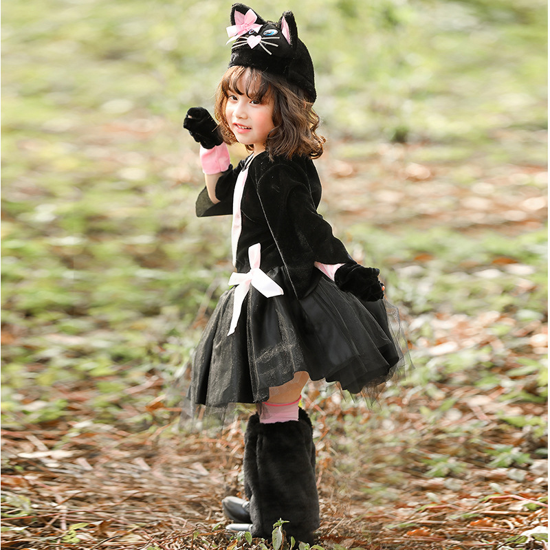 Nuevo disfraz de gato negro de - Anime Cosplay Girl Photo reseña y precio